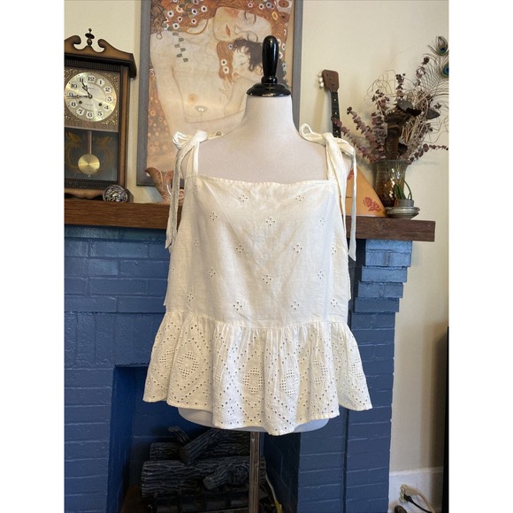 Madewell Tops - MADEWELL 1X Eyelet Plus Rosalie Tie Strap Tank Shirt XXL Womens New